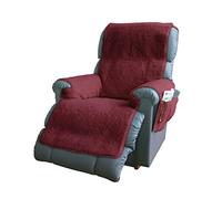 Easylife Fleece Recliner Chair Cover with 2 Side Pockets for TV Remote, Soft Fleece Arm Chair Cover with Slip-Resistant Backing, Non-Slip Strap, Fit Most Recliners, Machine Washable - Fully Guaranteed