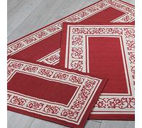Easylife Floral Rug with Skid Resistant Rubber Backing. Non Slip Runner Rug with Border. Machine Washable Thick Rug. Floral Rugs For Living Room, Hallway or Bedroom - Fully Guaranteed | Burgundy |