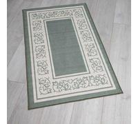 Easylife Floral Rug with Skid Resistant Rubber Backing. Non Slip Runner Rug with Border. Machine Washable Thick Rug. Floral Rugs For Living Room, Hallway or Bedroom - Fully Guaranteed | Green | 26''x