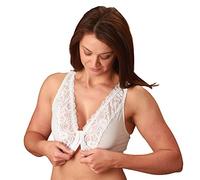 easylife lifestyle solutions Front Fastening Lace Bra | Easy Put on Hook and Eye Front-Fastening | No More Struggling with Back Fastenings for Medium | Set of 3 Colours; White, Black and Nude