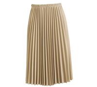 Easylife Lifestyle Solutions Midi Pleated Skirt - Women's Elasticated Waist, High Waisted, Machine Washable - Beige, XXL
