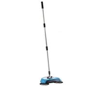 Easylife Manual Floor Sweeper with Twin Rotating Spin Brushes and Microfibre Cloth - Cordless Hard Floor Cleaner for Laminate, Tiles, Wooden Floors - Compact Hand Push Sweeper - Blue, L110xW30xD20cm