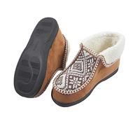 Easylife Nordic Ankle Slippers - Thermal Fleece-Lined Slipper Boots with Pull-On Comfort Fit for Men and Women - Durable Sole Indoor Winter Non-Slip Soft Slippers - Brown, X-Large
