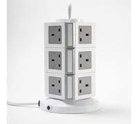 Easylife Power Tower 13 - 3 Layer Extension Tower with 11 AC Sockets and 2 USB Ports - Multi Plug Socket with Overload Protection - Fire Resistant Stable Power Strip for Home, Office, 15cm x 23cm