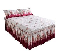 Easylife Rose Garden Double Bedspread with Gathered Valance, Cosy Polyester Filling, Floral Bedspread, Quilted Bedspread, Light Bedspread, Machine Washable, Measures 137 x 190 x 52cm - Fully