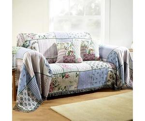 Easylife Slip Over Furniture Covers - Protective Cover from Pets, Cats - Traditional Country Garden Pattern with 5cm Fringe - Sofa Slipcover for Living Room, Non Slip Furniture Protector, 3 Seat Sofa
