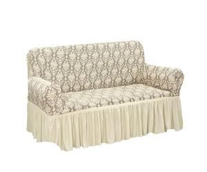 Easylife Sofa Cover with Valance. Furniture Protector Stretches to Fit Most 2-Seater Sofas. Machine Washable Cover for Sofa. Elegant Couch Cover. Sofa Saver 2 Seater - Fully Guaranteed | Beige | 2