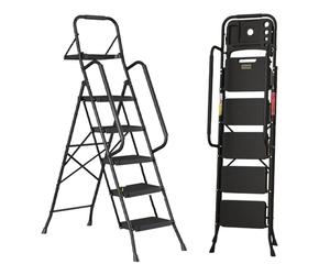 Easylife Step Ladder with Handrail - Lightweight & Folding, Supports 150kg, Non-Slip Steps, H166cm - Guaranteed