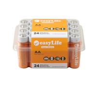 Easylife Super Alkaline AA Batteries 24 Pack. Long-Lasting 1.5V Batteries AA Pack of 24. Mercury-Free, Anti-Leak Double AA Batteries for Radios, Remotes, Alarms or Torches - Fully Guaranteed