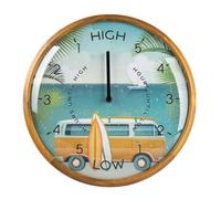 Easylife Tide Wall Clock (Surfboard Design) Tide Clock with Pine Frame, Silent Clock with Quartz Movement, 30cm Diameter, Beach Essentials and Weather Gifts - Fully Guaranteed