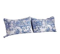 Easylife Toile De Jouy Pillowcase Set of 2, Lightly Quilted Pillow Cases, Piped Edges, Pillow Shams Set of 2, Machine Washable, Measures L75 x W50cm - Fully Guaranteed | Pillowcase x 2