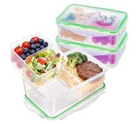 EASYLOCK 3PACK 1.15L Bento Lunch Box with Flexible Compartment Design Meal Prep Containers Reusable Plastic Food Storage Containers with Lids Microwave, Freezer, Dishwasher Safe