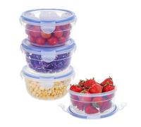EASYLOCK 4Pack 600ML Round Food Storage Containers with Lids Airtight Freezer Storage Boxes Soup Containers Salad Bowl with Lid Sauce Pots Snack pots