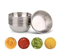 EASYLOCK 8PCS 100ml / 3.38oz Stainless Steel Bowl, Silver Seasoning Dip Bowls, Sushi Dipping Bowls, Soy Sauce Dish, Small Bowls for Dips for Kitchen Home Restaurant (Silver)