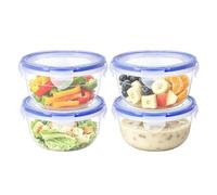 EASYLOCK Round Plastic Food Containers with Lids Airtight, 600ml, 4 Pack