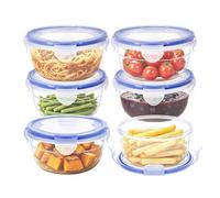 EASYLOCK Round Plastic Food Containers with Lids Airtight, 600ml, 6 Pack