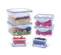EASYLOCK Set of 6 1250 ml / 500 ml / 180 ml plastic food storage containers set with lid, lunch box, storage box, kitchen, meal prep boxes, cold cuts boxes for fridge, square freezer containers