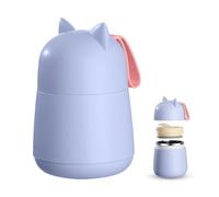 EASYLOCK Thermal Container for Food, Yoghurt Cup to Go, 450 ml, Insulated Stainless Steel Yoghurt Cup, Porridge Cup with Folding Spoon for Soup, Milk, Oatmeal and Yoghurt (Purple)