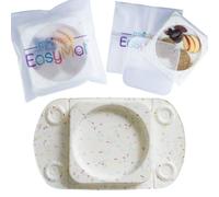 EasyMat MiniMax Silicone Baby Weaning Suction Open Bowl Plate by EasyTots | Strongest 5-Point Suction Feeding Mat with Lid and Carry Case for High Chair Feeding and Travel (Sprinkles)