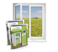 EASYmaxx Fly screen for window with hook & loop tape | Mosquito net - installation without drilling | Cut-to-size insect screen for windows up to 130 x 150 cm | Self-adhesive bug mesh [Black]