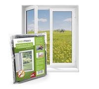 EASYmaxx Fly screen for windows with Velcro fastener | Can be cut to size up to 150x130 cm | Easy installation of the insect screen - without drilling & screws | Self-adhesive Velcro tape [Black]