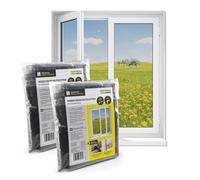 EASYmaxx Fly screen for window with hook & loop tape | Mosquito net - installation without drilling | Cut-to-size insect screen for windows up to 110 x 130 cm | Self-adhesive bug mesh [Black]