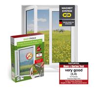 EASYmaxx Fly Screen for Windows with Magic Click | Mosquito net can be Individually Cut to Size for All Windows up to 150x130 cm | Easy Installation with 12 Magnets - no Drilling or screwing [Black]