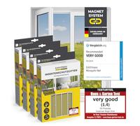 EASYmaxx Insect Protect Fly Screen Window with Magnetic Attachment | Can Be Cut to Size | Insect Protection Window up to 110 x 130 cm | Mosquito Protection Magnet - Easy to Assemble [Pack of 4]
