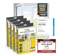 EASYmaxx Insect Protect Fly Screen Window with Magnetic Attachment | Can Be Cut to Size | Insect Protection Window up to 110 x 130 cm | Mosquito Protection Magnet - Easy to Assemble [Pack of 4]