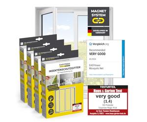 EASYmaxx Insect Protect Fly Screen Window with Magnetic Attachment | Can Be Cut to Size | Insect Protection Window up to 110 x 130 cm | Mosquito Protection Magnet - Easy to Assemble [Pack of 4]