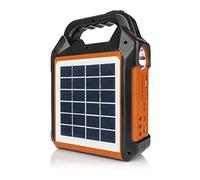 EASYmaxx Solar Generator Kit 4500 mAh | 2 Charging Modes: Solar Panel or USB | For Charging Mobile Phone, Power Bank and Much More | Integrated FM Radio and Speaker Including [Black/Orange]