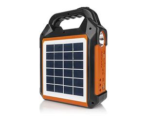 EASYmaxx Solar Generator Kit 4500 mAh | 2 Charging Modes: Solar Panel or USB | For Charging Mobile Phone, Power Bank and Much More | Integrated FM Radio and Speaker Including [Black/Orange]