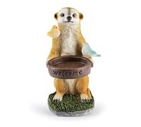 EASYmaxx Solar LED Meerkat Bird Bath Wireless with Automatic Daylight Sensor Detailed Decorative for Garden, Balcony, Patio 8 Hours Light Time