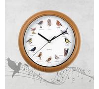 EASYmaxx Wall clock with 12 songbird singing with lifelike bird motifs, automatic shut-off between 9 p.m. and 5 o'clock, wood effect frame, AA batteries required