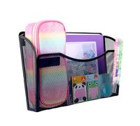 EasyOFC 1 Pocket Mesh Wall File Holder, A4 Landscape Mail Organiser Magazine Storage for Office Home School,Black