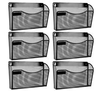 EasyOFC 6 Pocket Mesh Wall File Holder, A4 Landscape Mail Organiser Magazine Storage for Office Home School,Black