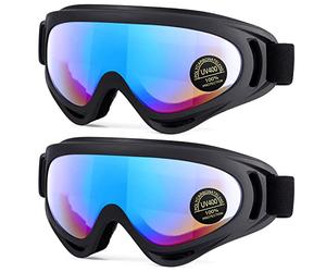 EasYoung 2-Pack Ski Goggles, Compatible for Snowboard, Motorcycle, Wind Resistance - for Kids, Teens, Youth, Boys, Girls, Men and Women