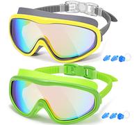 EasYoung Adult Swim Goggles, 2-Pack Wide View Swim Goggles for Men Women Youth Teen, Anti-Fog, UVProtection, Over 15 Years