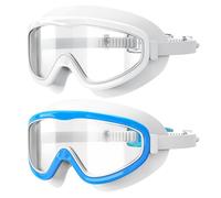 EasYoung Adult Swim Goggles, Pack of 2 No Leaking Swimming Goggles Anti-Fog UV Protection, Wide Vision Swim Glasses with Nose Clips Ear Plugs for Men Women Youth, Over 15