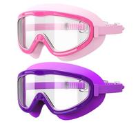 EasYoung Adult Swim Goggles, Pack of 2 No Leaking Swimming Goggles Anti-Fog UV Protection, Wide Vision Swim Glasses with Nose Clips Ear Plugs for Men Women Youth, Over 15