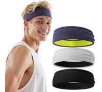 EasYoung Men's Headband 3 Pack, Sweatband and Sports Headband for Running, Cycling, Basketball, Cross Training, Fitness Workout