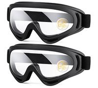 EasYoung Motorcycle Goggles, 2 Pack Road Waterproof Motocross for Riding Bike Dirt Ski ATV Racing, UV400 Eyewear Padded Soft Thick Foam, Adjustable Strap Suitable for Adult, Kid