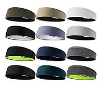 EasYoung Sweatbands for Men, 12-Pack Headbands for Men, Men's Headbands for Sport, Sweat-Wicking, Non-Slip