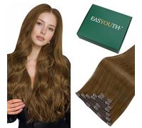 Easyouth Brown Clip in Human Hair Extensions Medium Brown Clip in Extensions Human Hair Double Weft Real Hair Extensions Human Hair Long Straight Hair for Party 22 Inch 120g 7Pcs #4