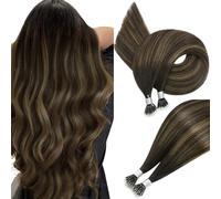 Easyouth Brown Hair Extensions Nano Balayage Brown Nano Hair Extensions Human Hair Ombre Darkest Brown Mixed Light Brown Pre Bonded Nano Link Hair Extensions Real Hair 22 Inch 50g/50s #2/8/2