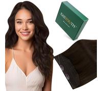 Easyouth Brown Wire Human Hair Extensions Darkest Brown Invisible Wire Extensions Human Hair One Piece Hidden Wire Hair Extensions Real Remy Hair Natural Looking for Women 16 Inch 80g #2