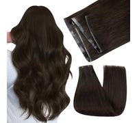Easyouth Butterfly Double Weft Human Hair Extensions Brown OVO Pu Hole Weft Hair Extension Human Hair Darkest Brown Butterfly Wefts Extensions Real Hair Smooth Texture For Women 22 Inch 100g #2