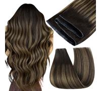 Easyouth Double Butterfly Weft Hair Extensions Brown Butterfly Weft Human Hair Extension Darkest Brown Ombre Light Brown Butterfly Wefts Human Locks Extension Silky #2/8/2 50cm 100g