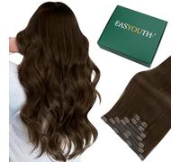 Easyouth Human Hair Extensions Clip in Darkest Brown Clip ins Hair Extensions Double Weft Clips in Extension Real Human Hair Brown for Special Occasions 18Inch 120g 7Pcs #2