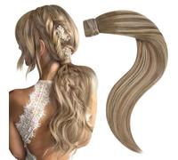 Easyouth Human Hair Extensions Ponytail Balayage Wrap Around Ponytail Extension Human Hair Brown to Blonde Ombre Real Hair Ponytail Extension 12 Inch 70g
